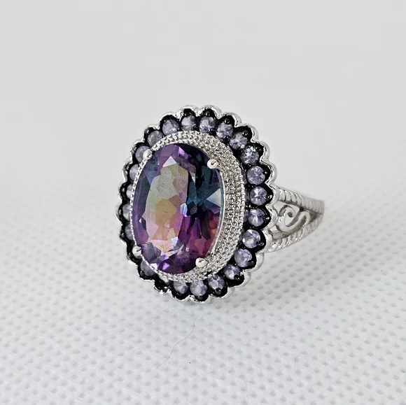 Beautiful Mystic Topaz & Tanzanite Ring in Sterling Silver Size 8! - Picture 4 of 9